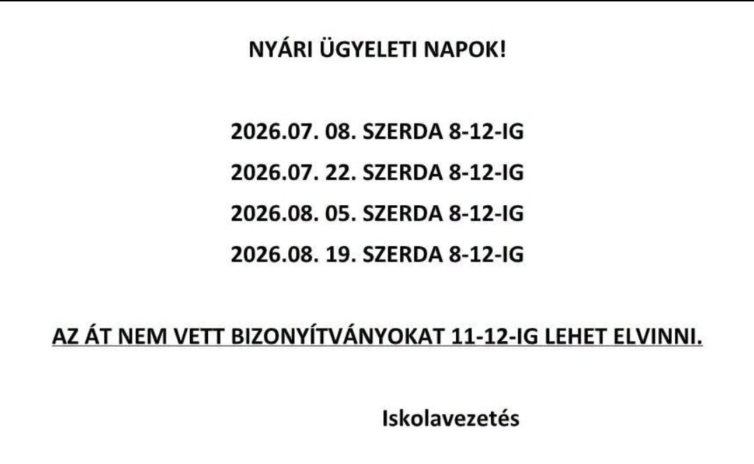 Nyári ügyelet